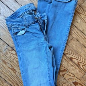 American Eagle Outfitters Women's Light Blue Flare Jeans x-long